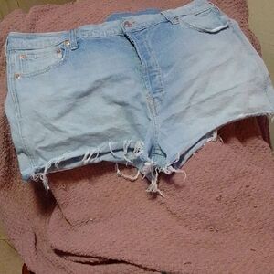 GAP Light Blue Frayed Hem Jean Shorts